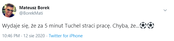 TWEET Mateusza Borka na 2 minuty przed REMONTADĄ PSG :D